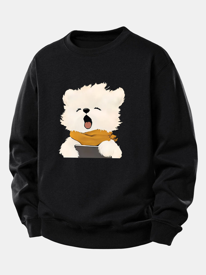 Yawning Puppy Print Relax Fit Sweatshirt