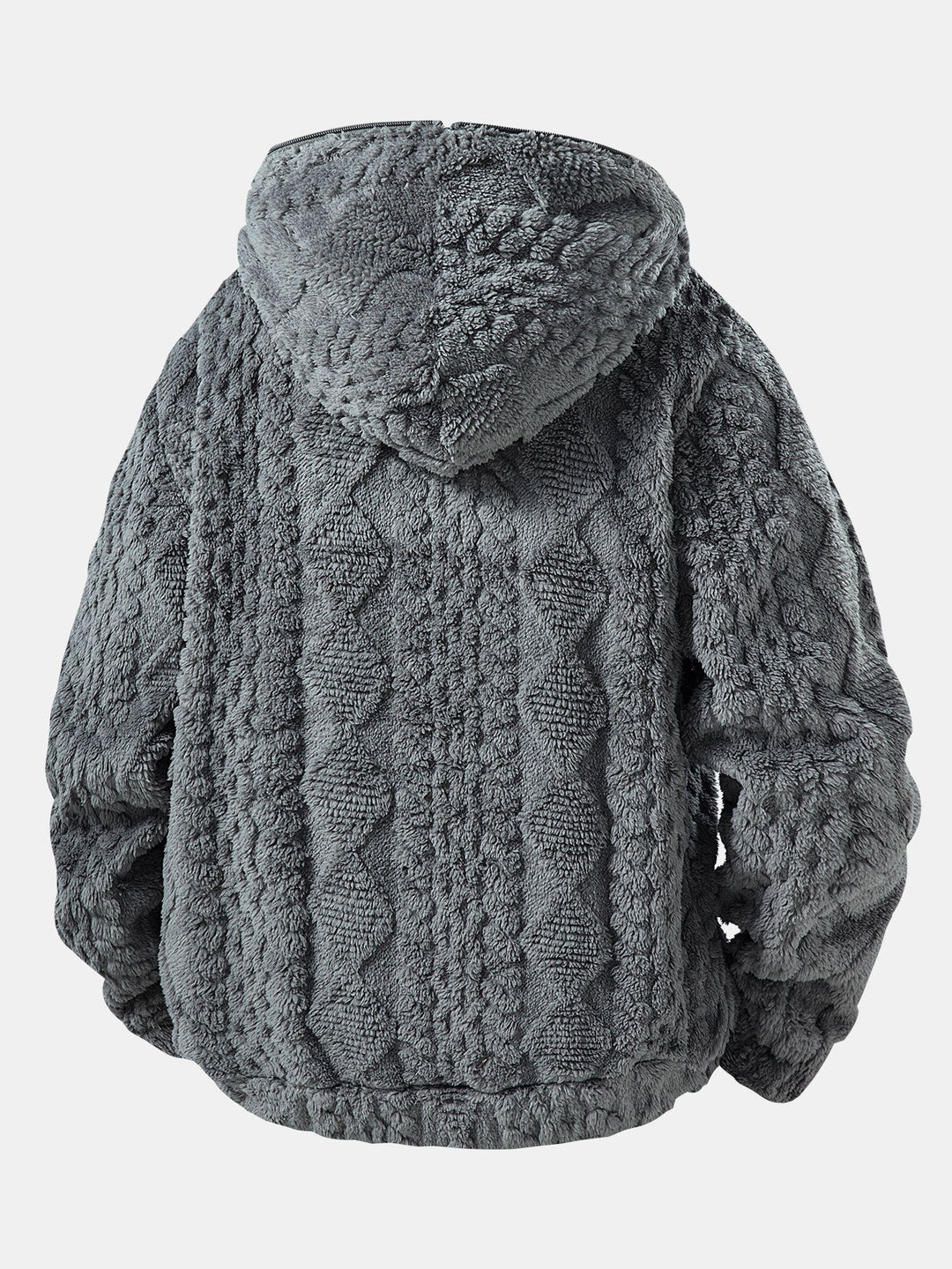 Geometric Jacquard Teddy Half-Zip Hoodie