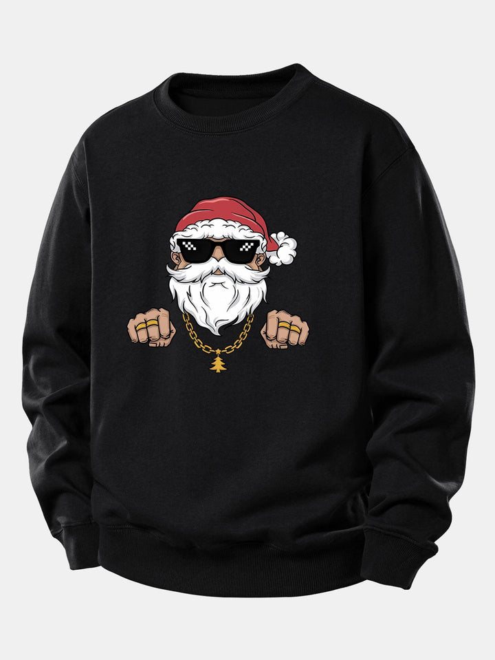 Hip Hop Santa Claus Print Relax Fit Sweatshirt