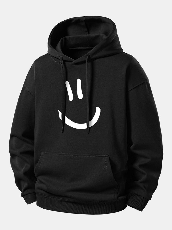 Smiley Face Print Relax Fit Hoodie