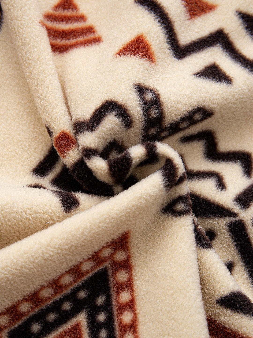 Relax Fit Tribal Geometry Teddy Hoodie & Shorts