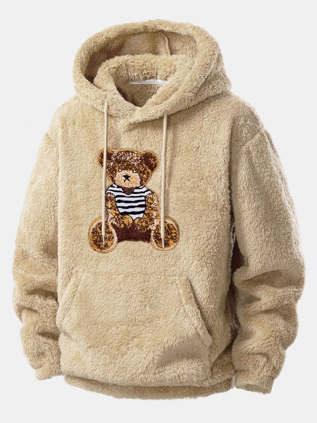 Bear Embroidered Patch Teddy Hoodie & Teddy Jogger Pants