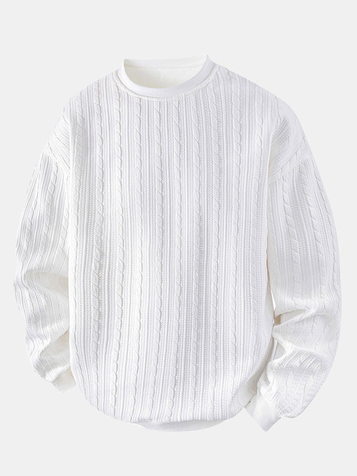 Relax Fit Twist Jacquard Crew Neck Sweatshirt & Twisted Jacquard Straight Leg Pants