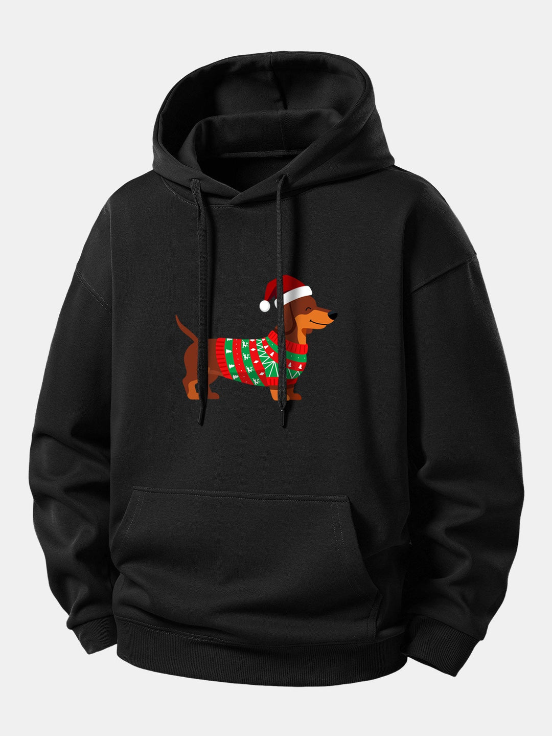Christmas Dachshund Print Relax Fit Hoodie