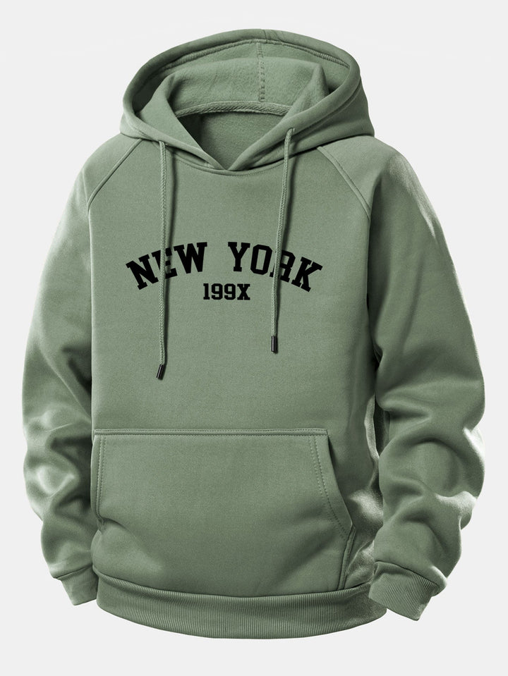 New York Print Drawstring Hoodie