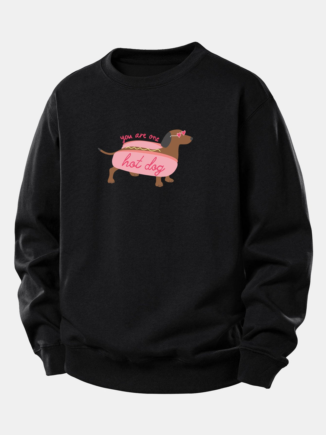 Hot Dog Dachshund Print Relax Fit Sweatshirt