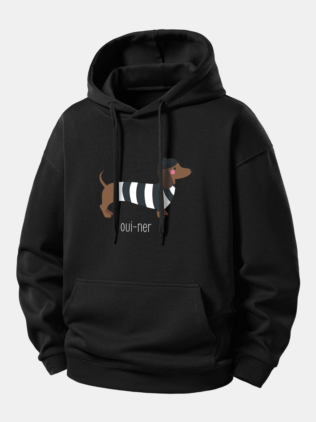 French Dachshund Print Relax Fit Hoodie