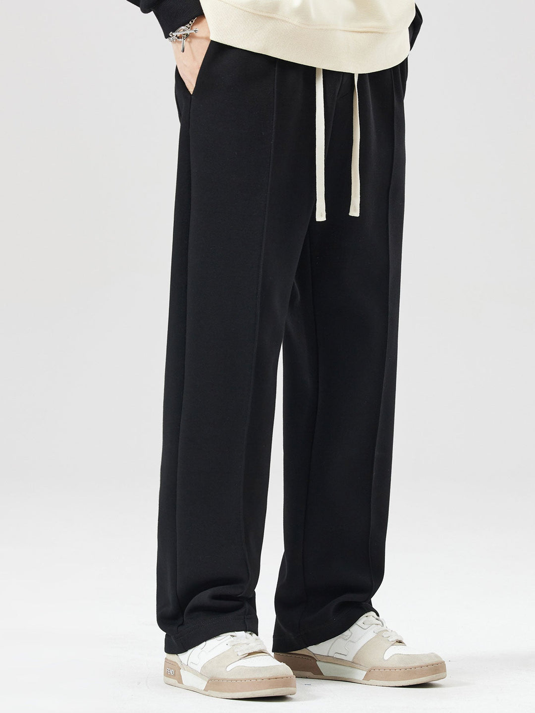 Line Dachshund Print Relax Fit Sweatshirt & Straight Leg Pleated Pintuck Sweatpants