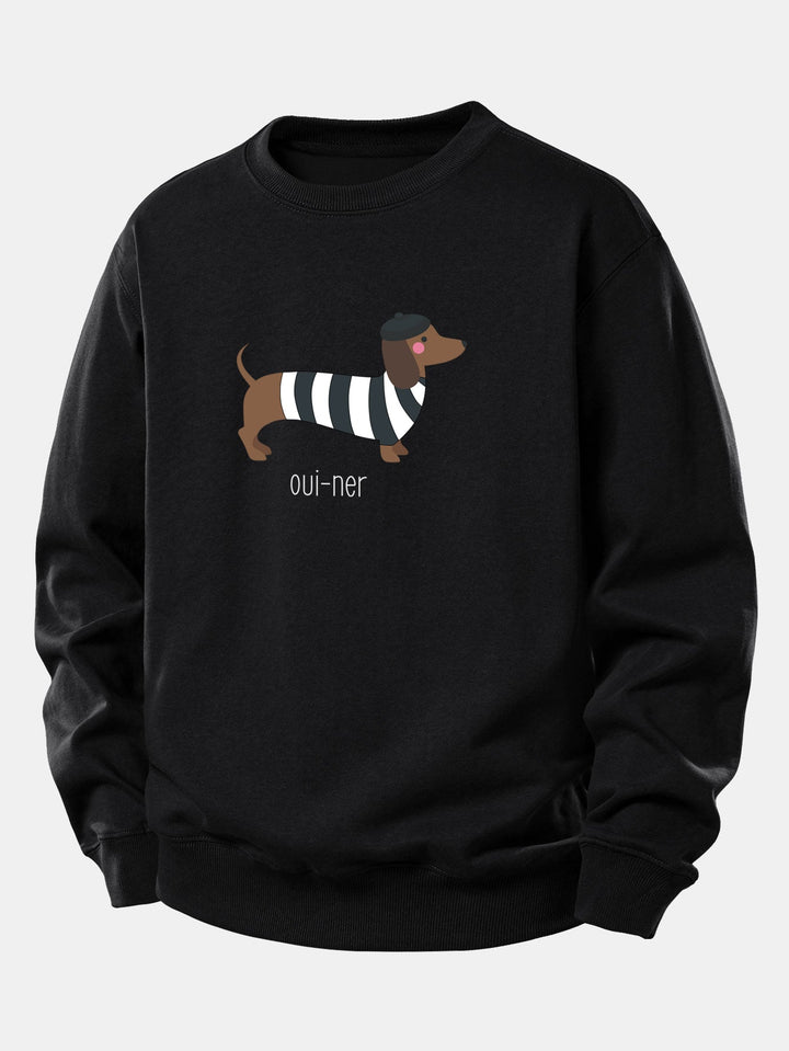 French Dachshund Print Relax Fit Sweatshirt
