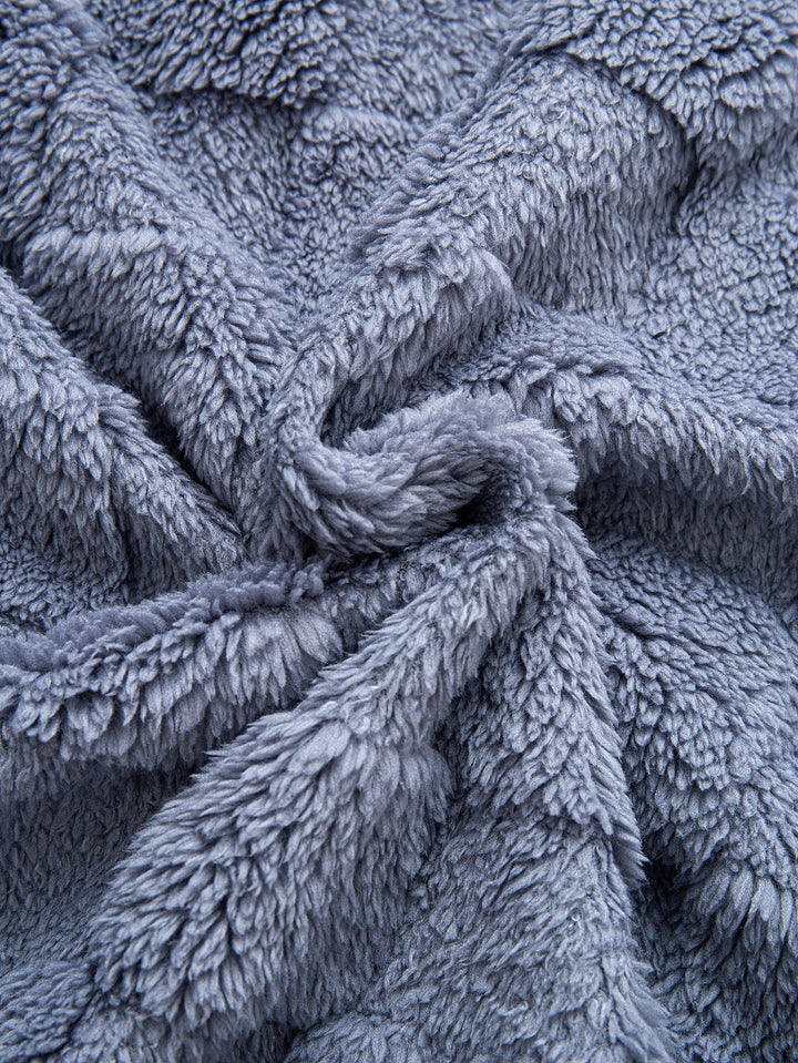 Chessboard Jacquard Teddy Quarter Zip Sweatshirt