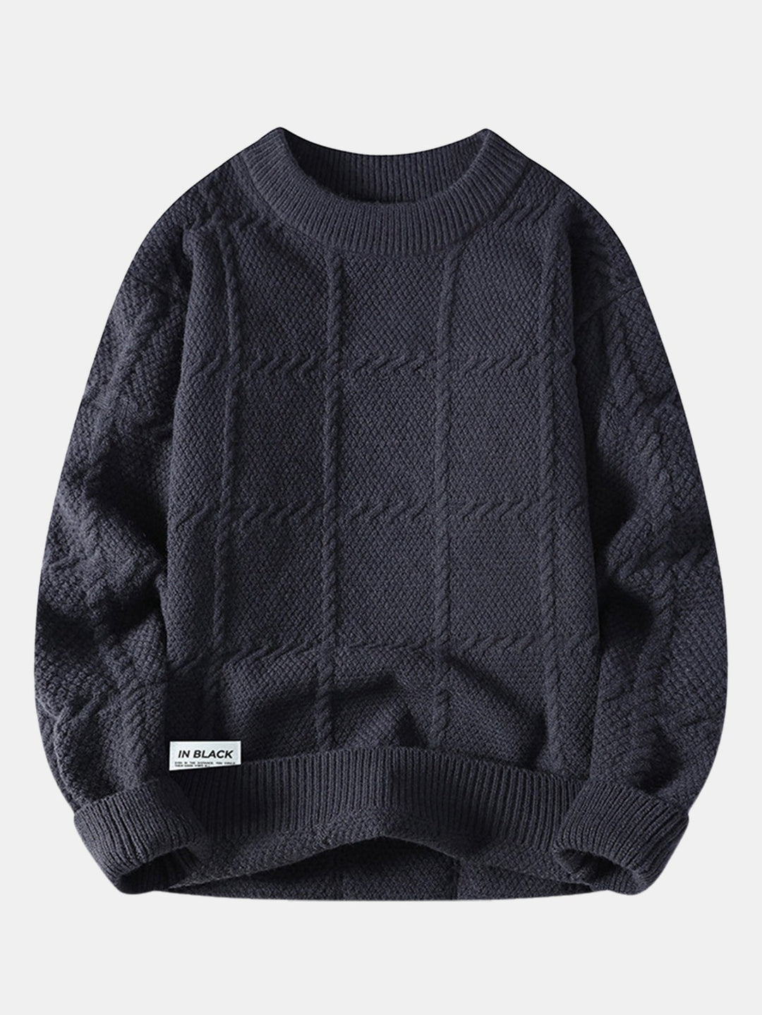 Plaid Crew Neck Knit Sweater