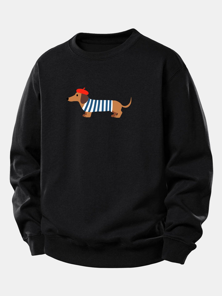 French Dachshund Print Relax Fit Sweatshirt