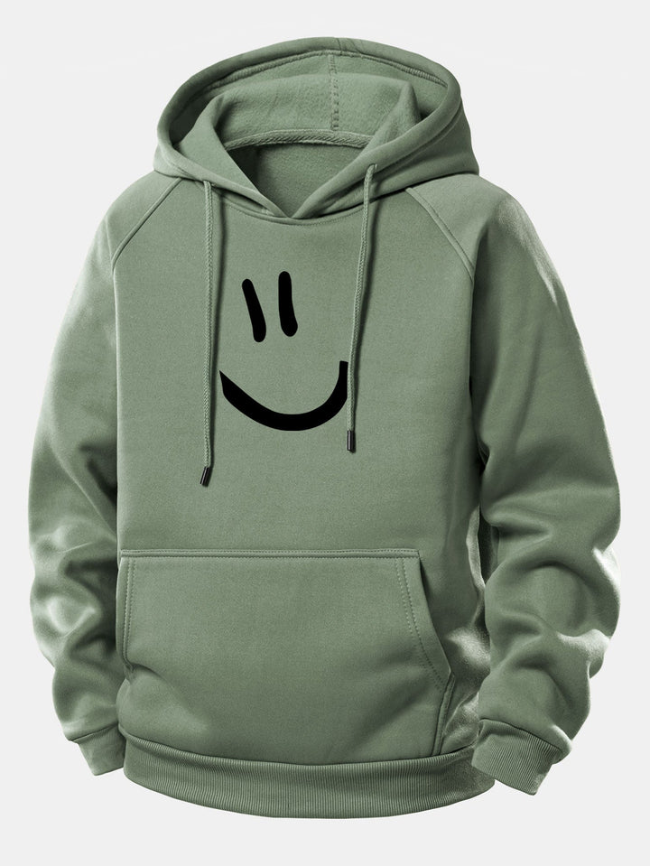 Smiley Face Print Drawstring Hoodie