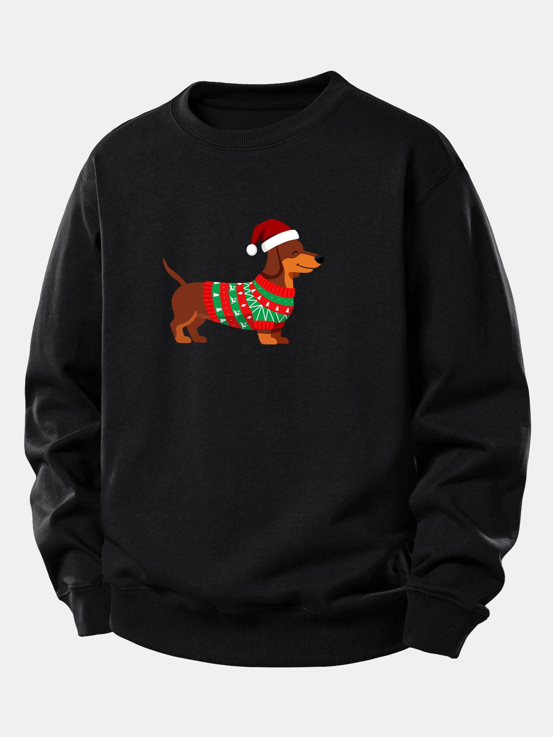 Christmas Dachshund Print Relax Fit Sweatshirt