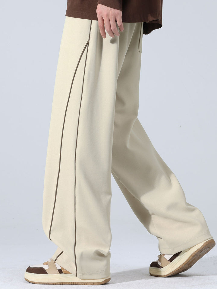 Calças de Perna Larga com Listras Laterais