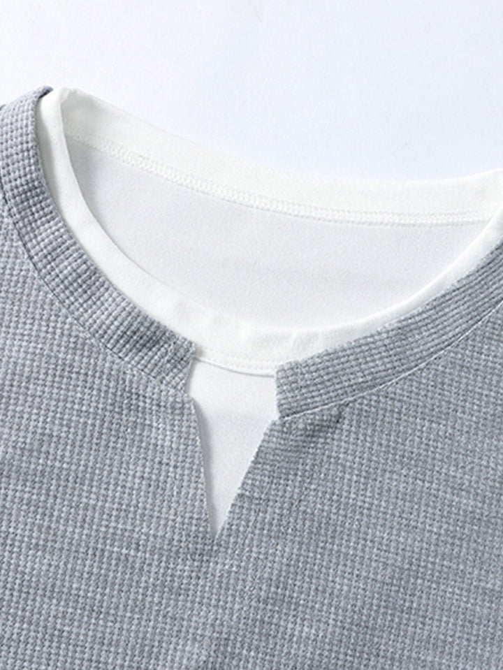 Relax Fit Long Sleeve 2 In 1 Waffle T-Shirt