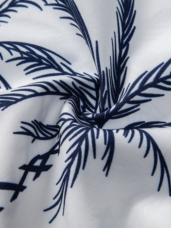 Island Sailing Print Button Up Shirt & Swim Shorts