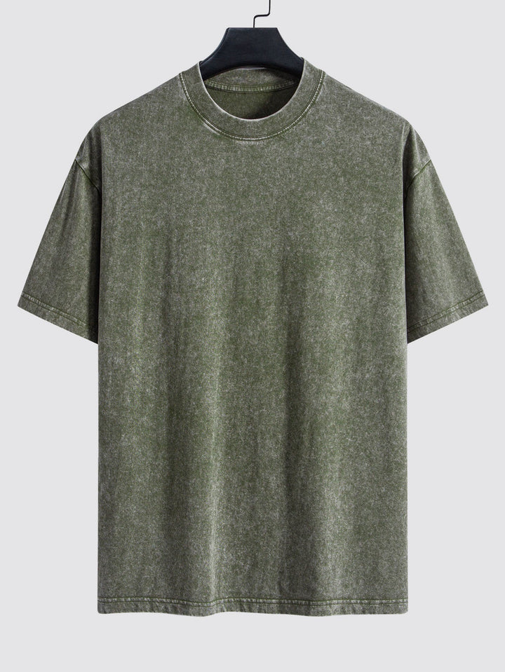 Basic Washed Distressed Drop Shoulder Oversize T-Shirt