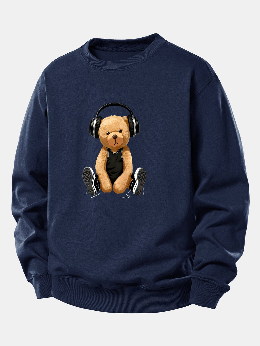 Headphone Bear Print Relax Fit Sweatshirt