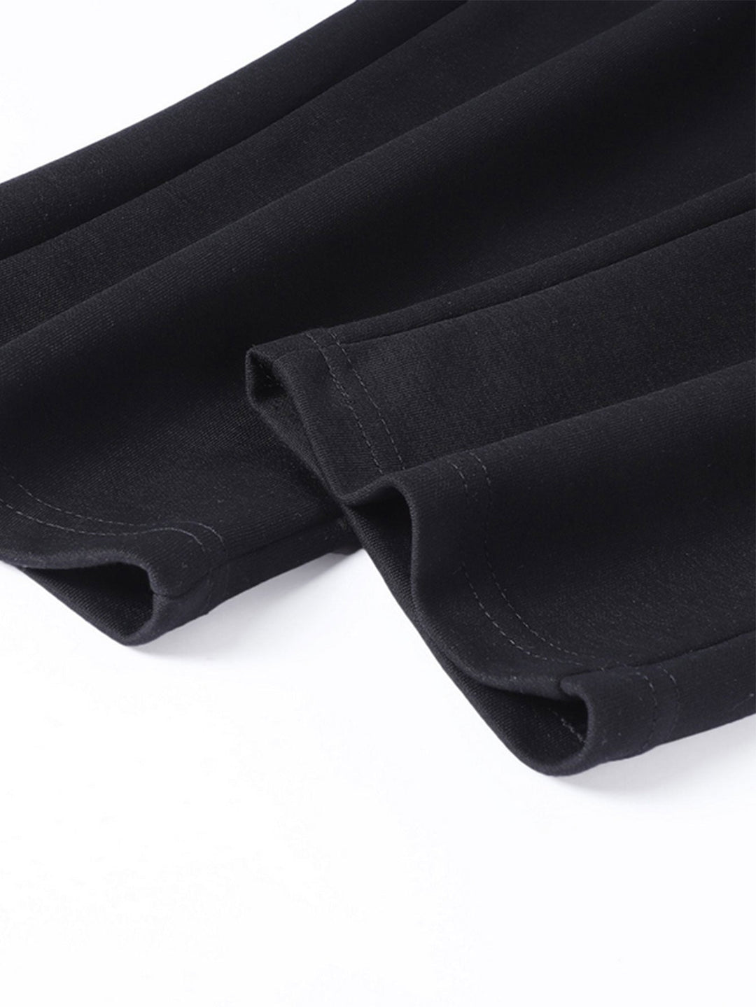Solid Zipper Pocket Cotton Straight Leg Pants