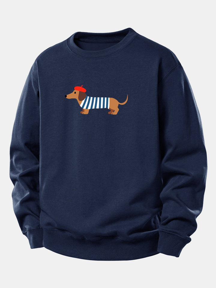 French Dachshund Print Relax Fit Sweatshirt