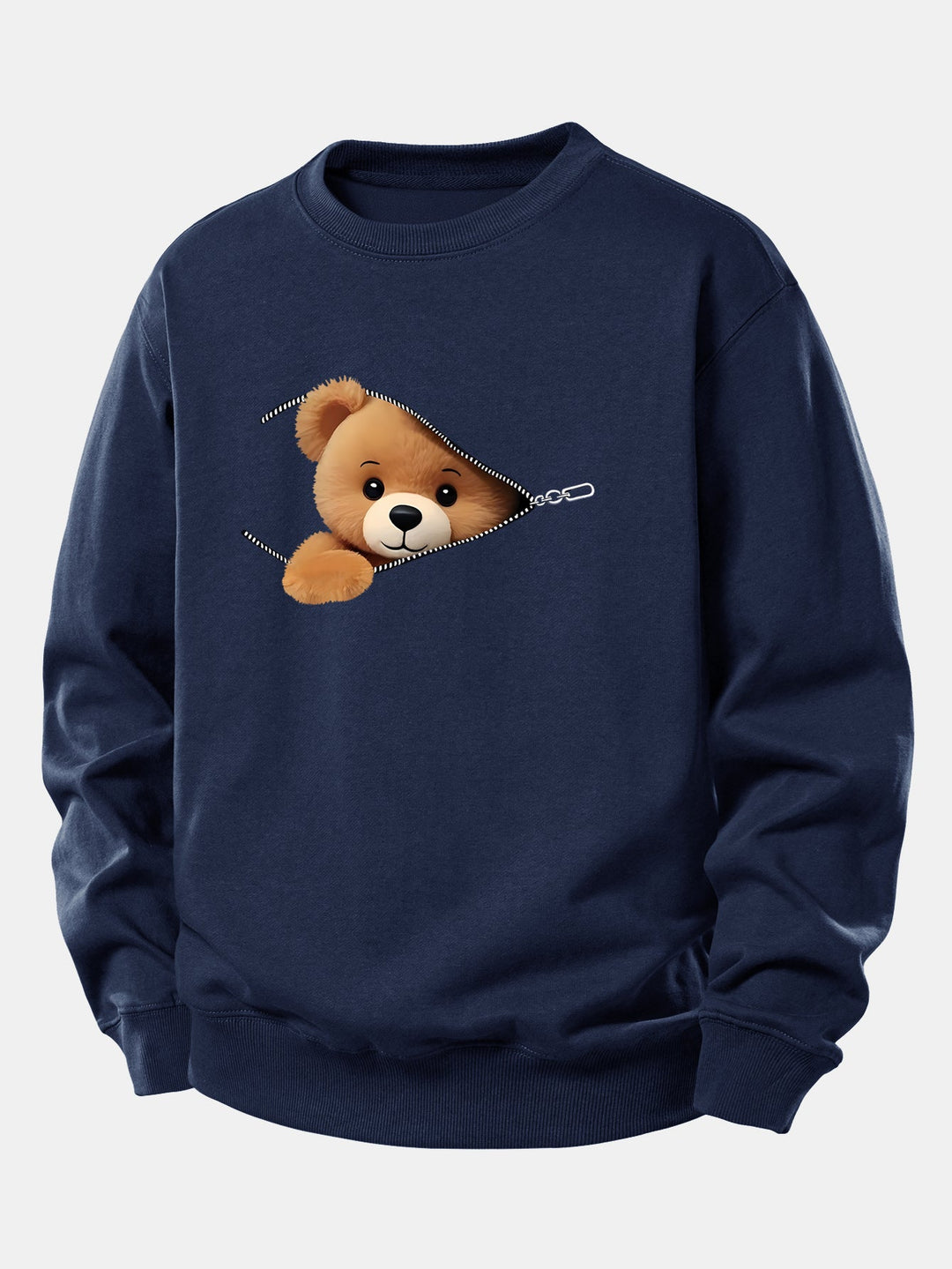 Zipper Bear Print Relax Fit Sweatshirt