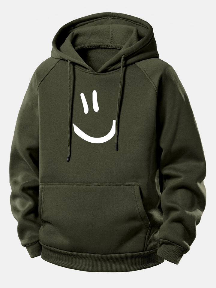 Smiley Face Print Drawstring Hoodie