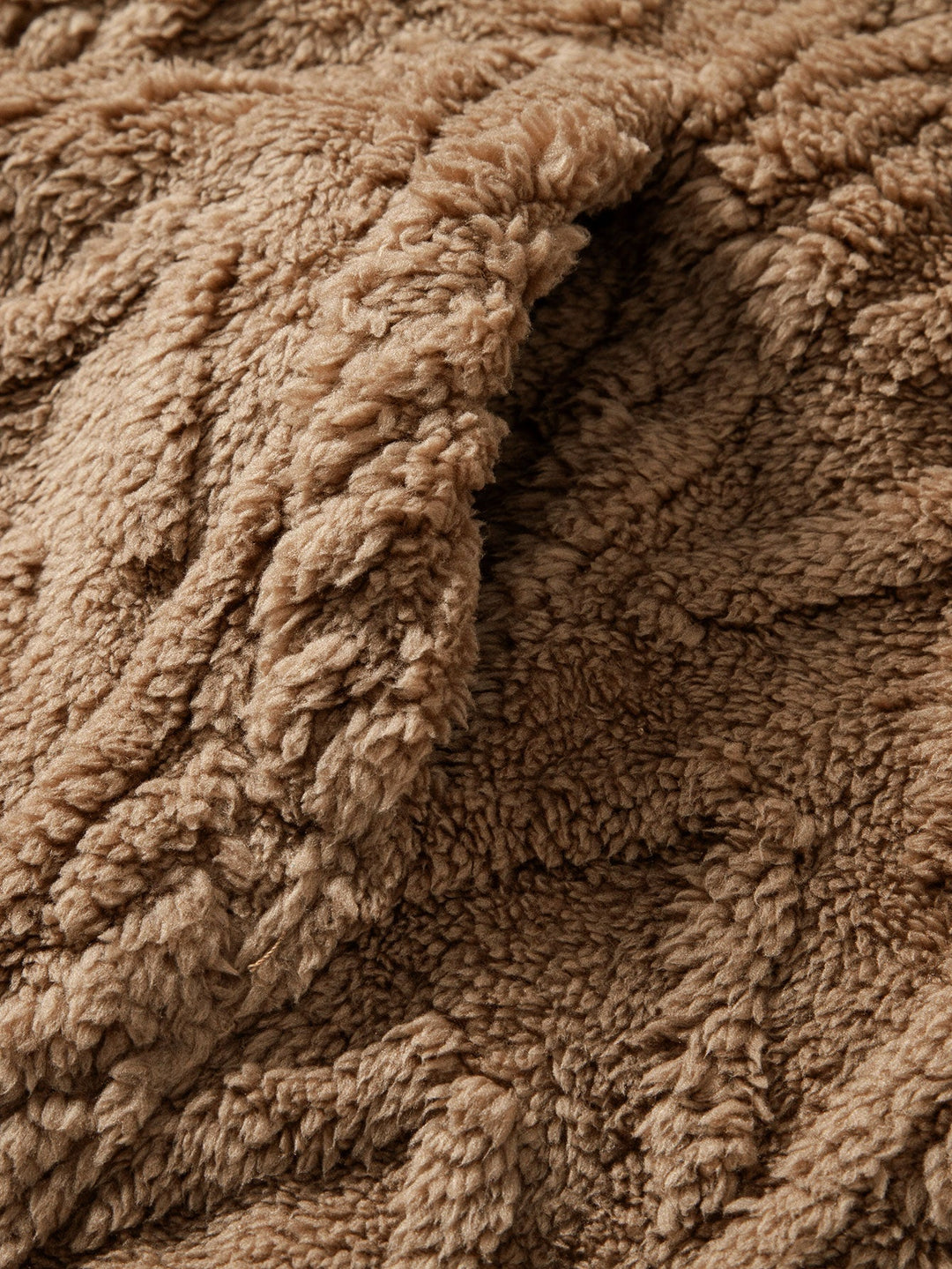 Geometric Jacquard Teddy Fleece Zip Up Hoodie