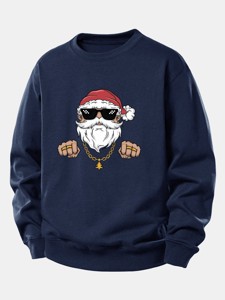 Hip Hop Santa Claus Print Relax Fit Sweatshirt