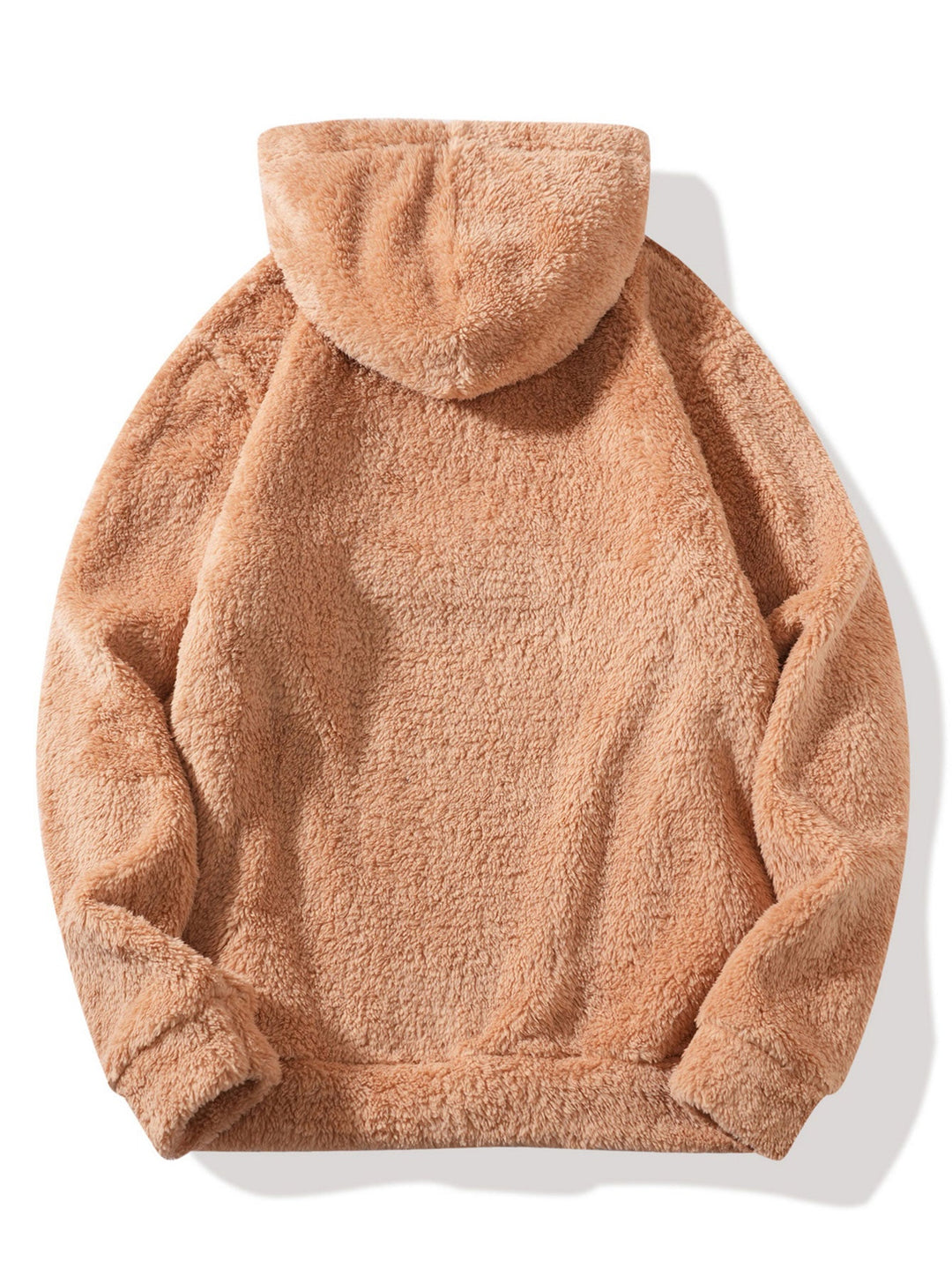 Letter Embroidery Teddy Half-Zip Hoodie