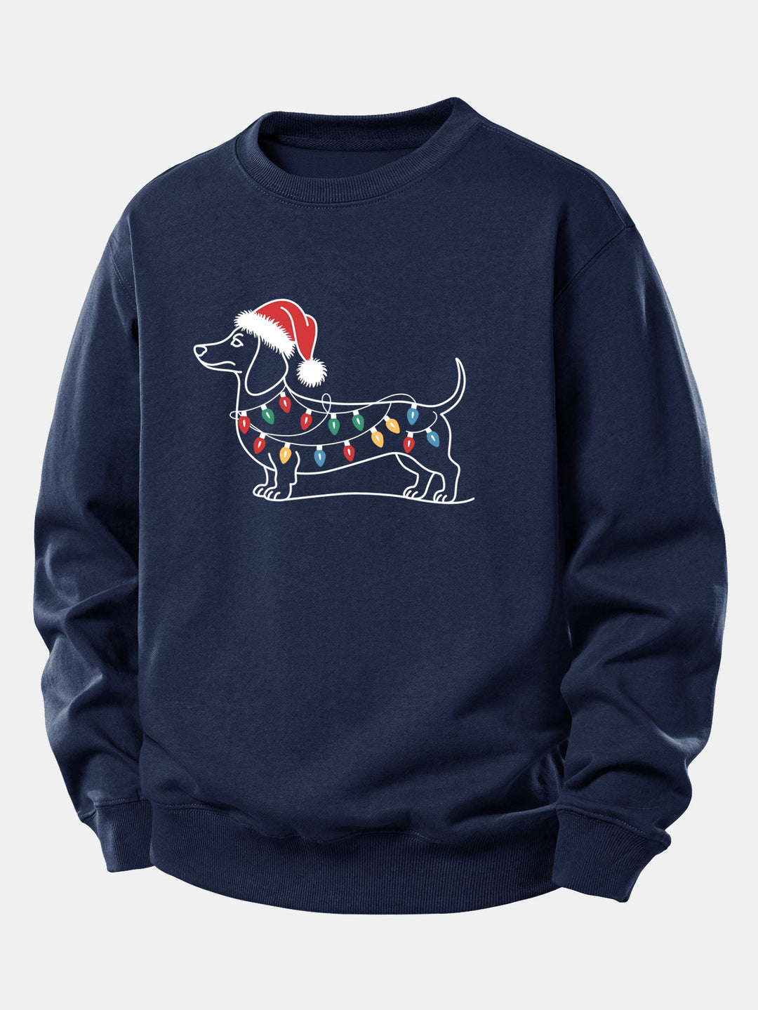 Christmas Light Dog Print Relax Fit Sweatshirt