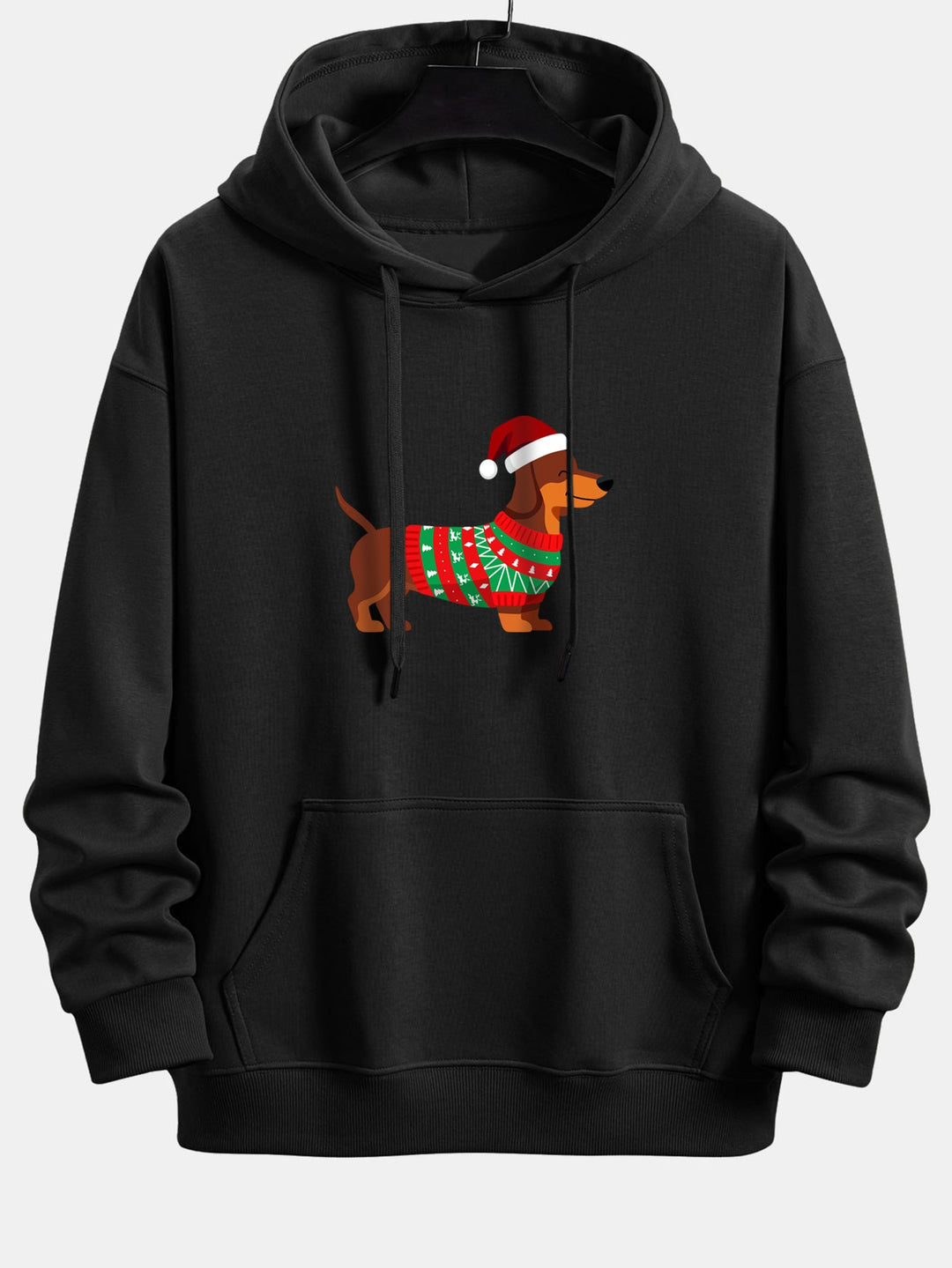 Christmas Dachshund Print Relax Fit Hoodie