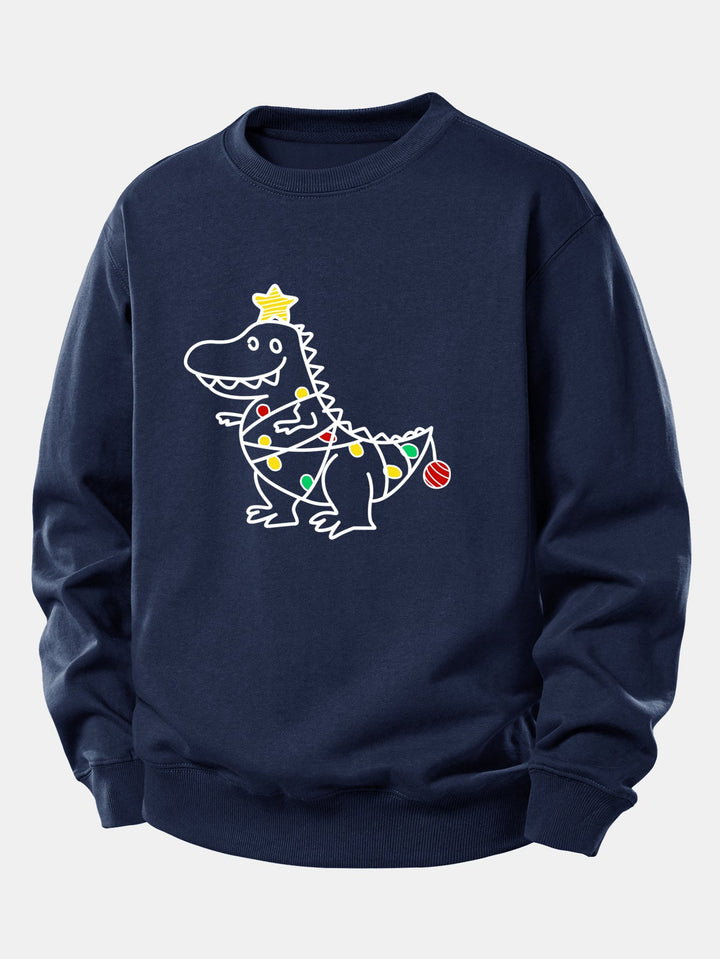 Christmas Dinosaur Print Relax Fit Sweatshirt
