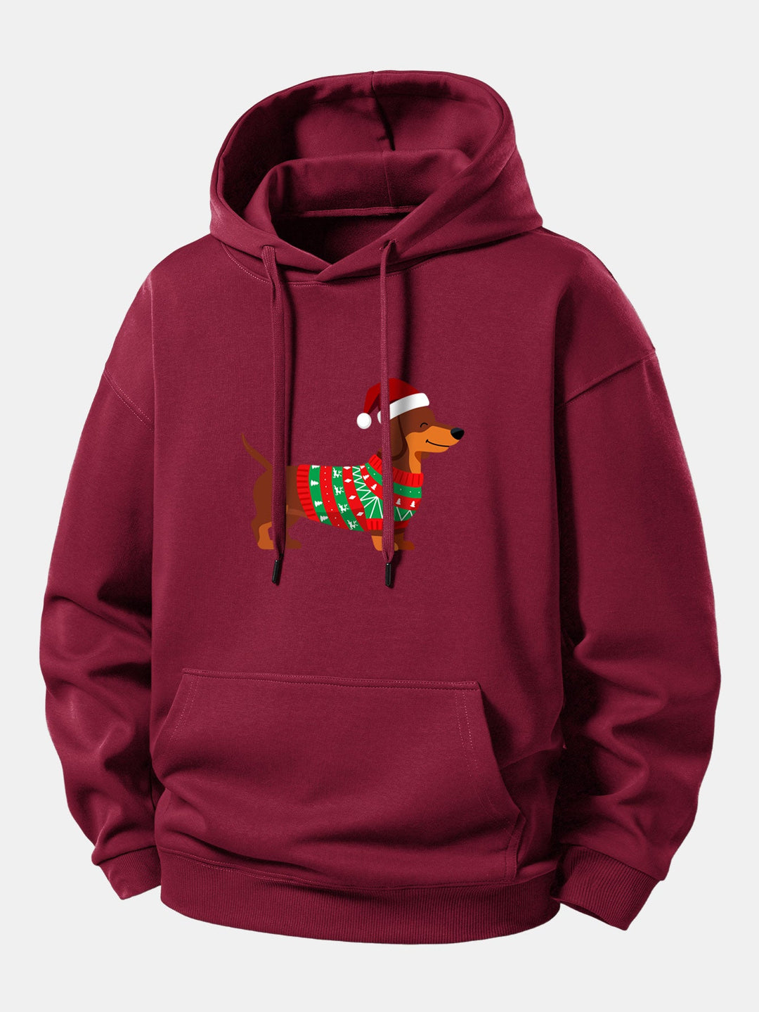 Christmas Dachshund Print Relax Fit Hoodie