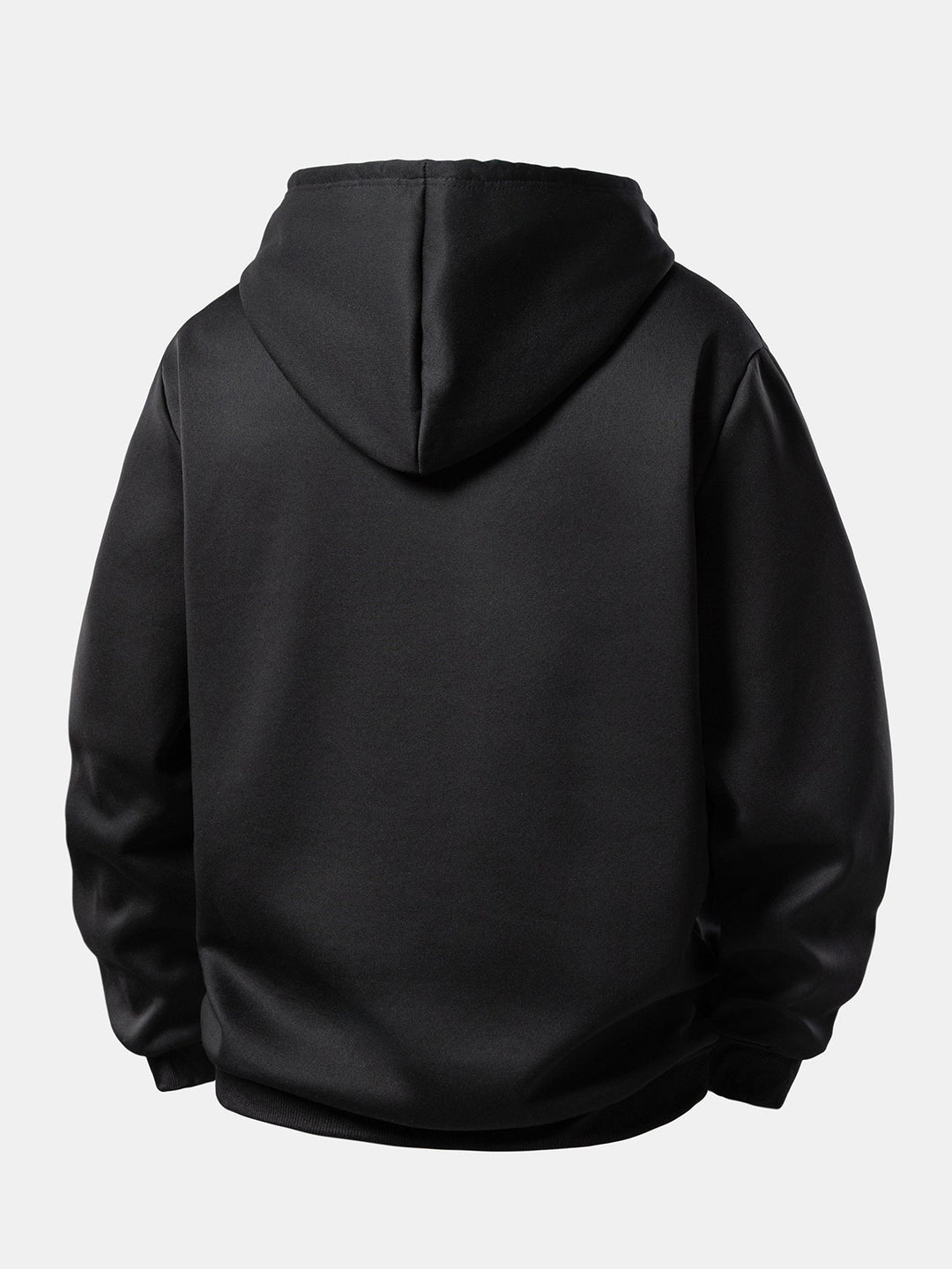 Smiley Face Print Teddy Fleece Lined Drawstring Hoodie