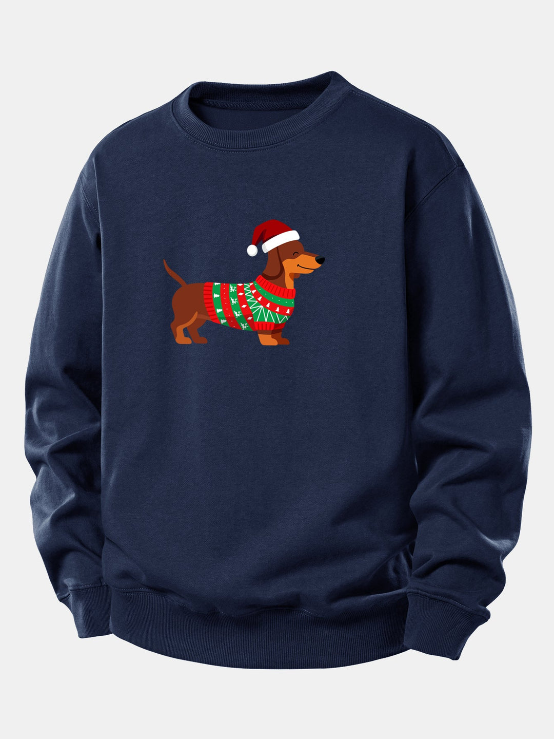 Christmas Dachshund Print Relax Fit Sweatshirt