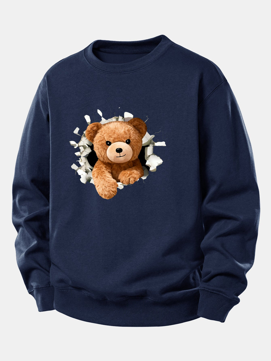 Bear Breaking Through The Wall Print Relax Fit Sweatshirt
