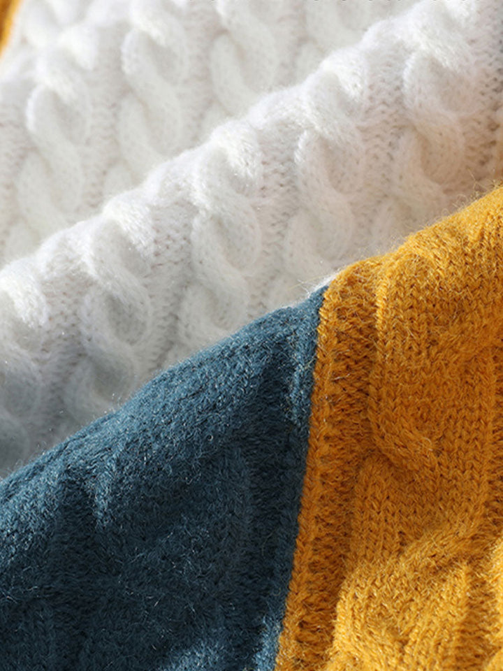 Color Block Twist Jacquard Sweater