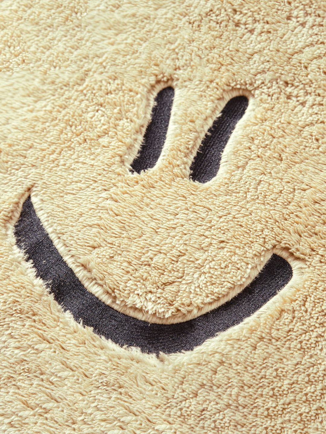 Smiley Face Embroidered Teddy Hoodie