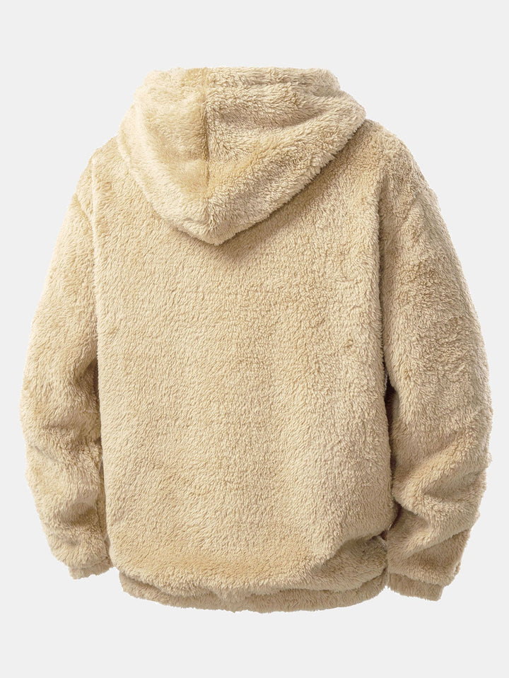 Smiley Face Embroidered Teddy Hoodie