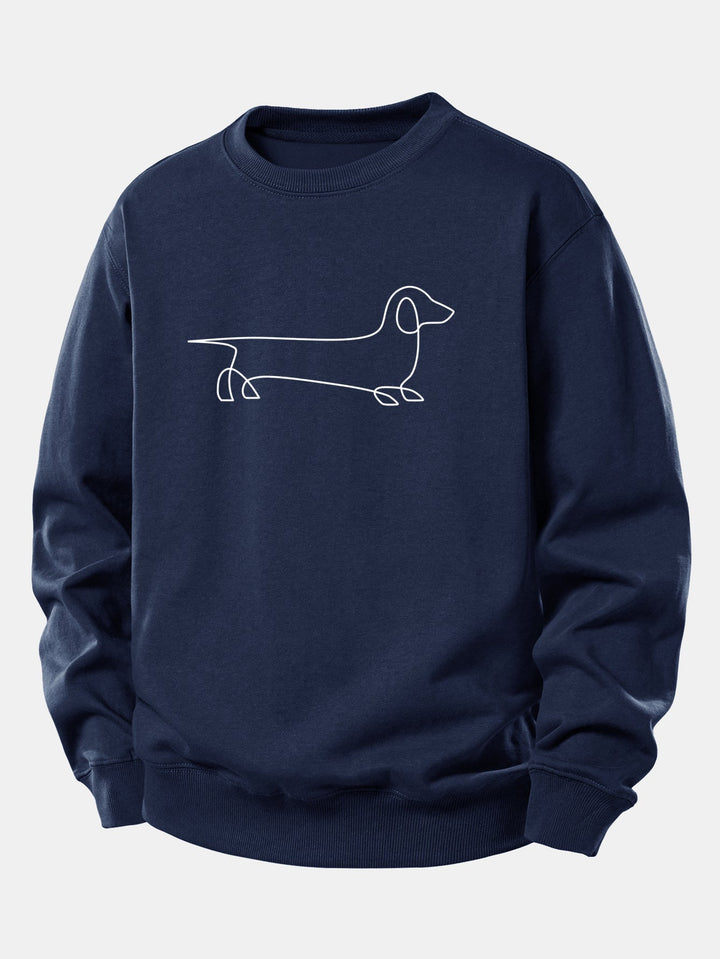 Line Dachshund Print Relax Fit Sweatshirt