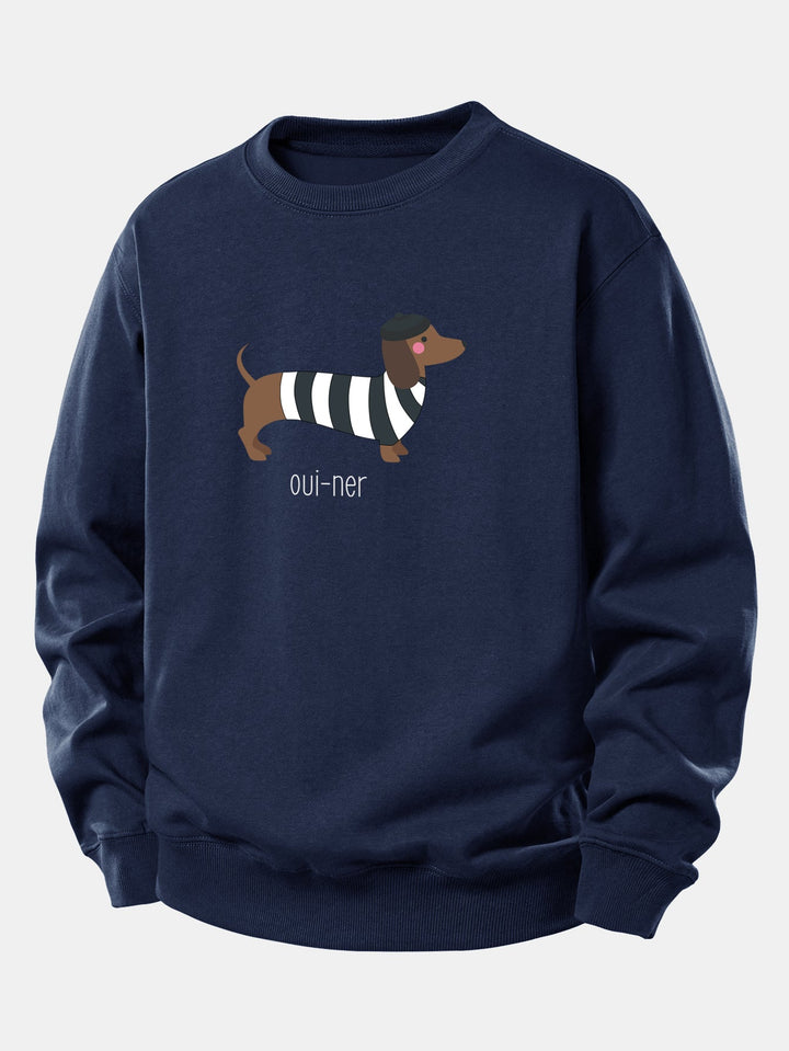 French Dachshund Print Relax Fit Sweatshirt