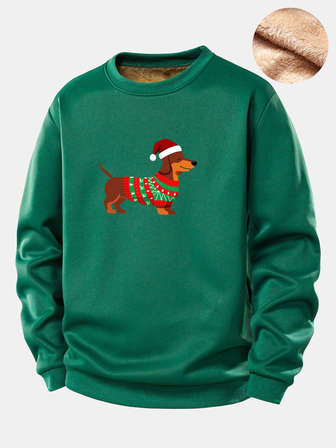 Christmas Dachshund Print Teddy Fleece Lined Sweatshirt