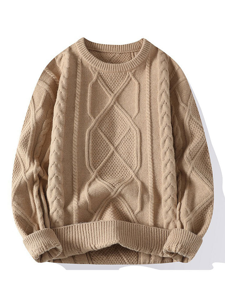 Twist Jacquard Crew Neck Sweater