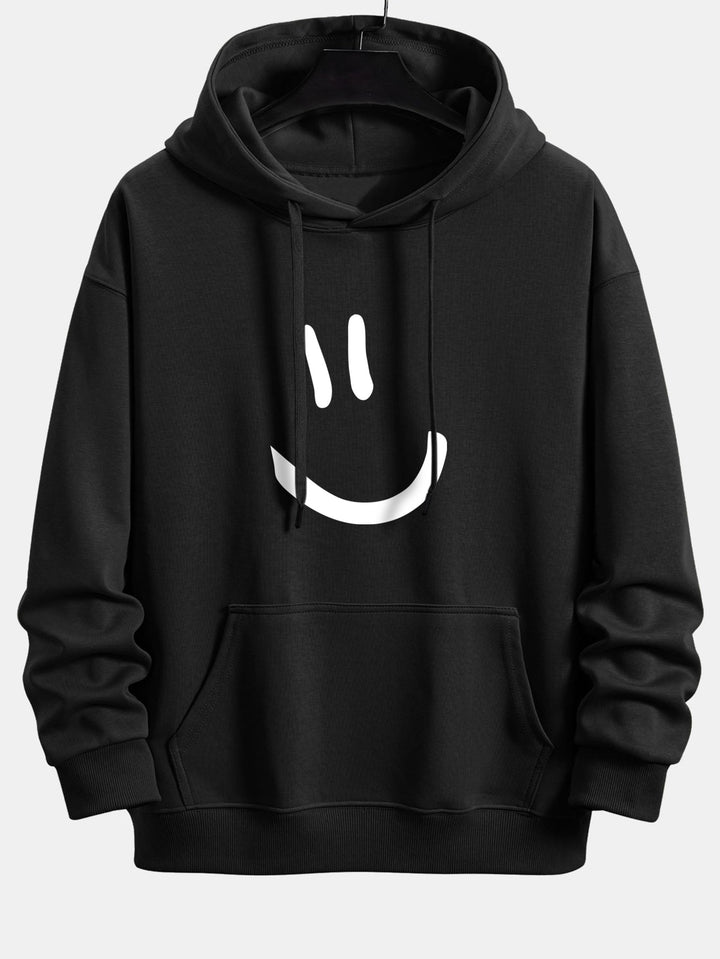 Smiley Face Print Relax Fit Hoodie