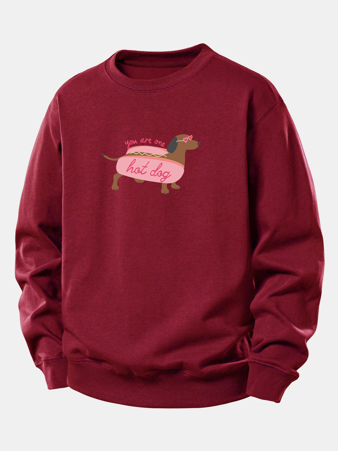 Hot Dog Dachshund Print Relax Fit Sweatshirt