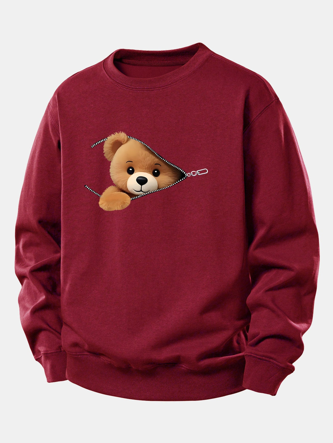 Zipper Bear Print Relax Fit Sweatshirt