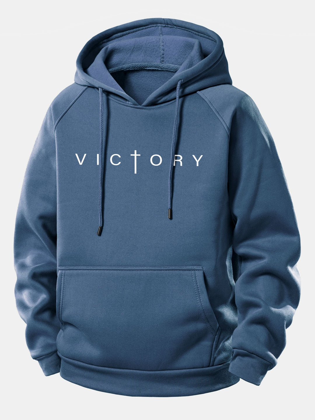 Victory Slogan Print Drawstring Hoodie