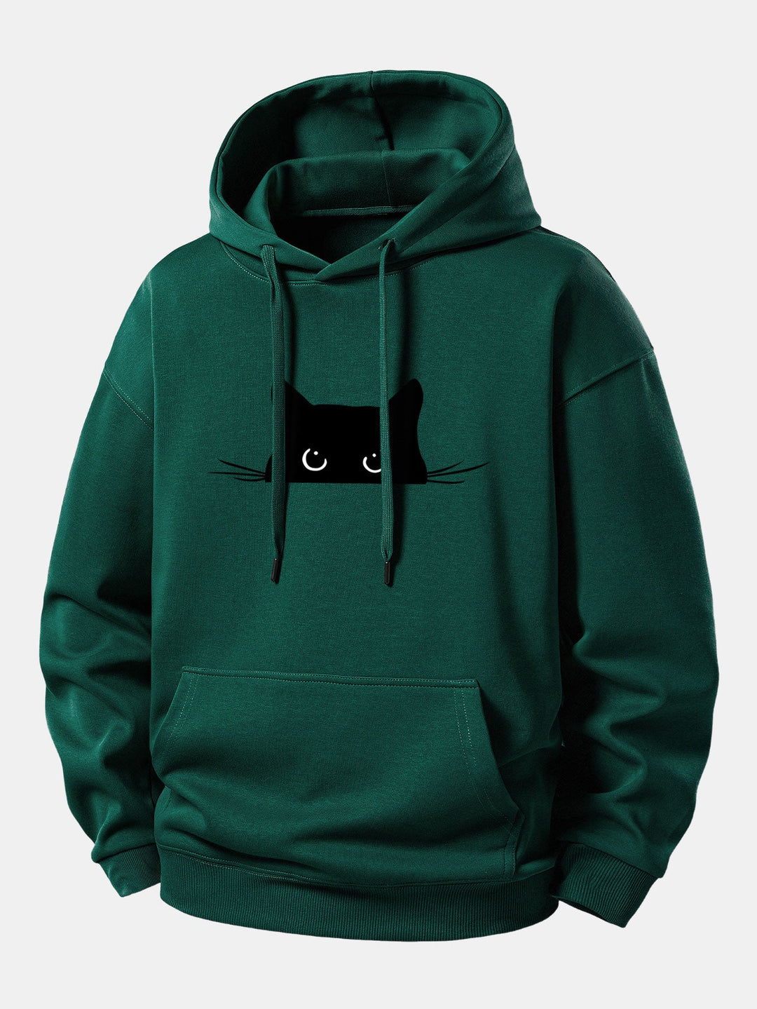 Black Cat Print Relax Fit Hoodie