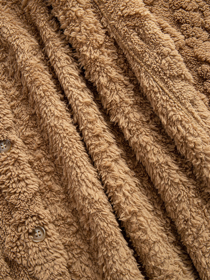 Geometric Jacquard Teddy Hooded Shirt